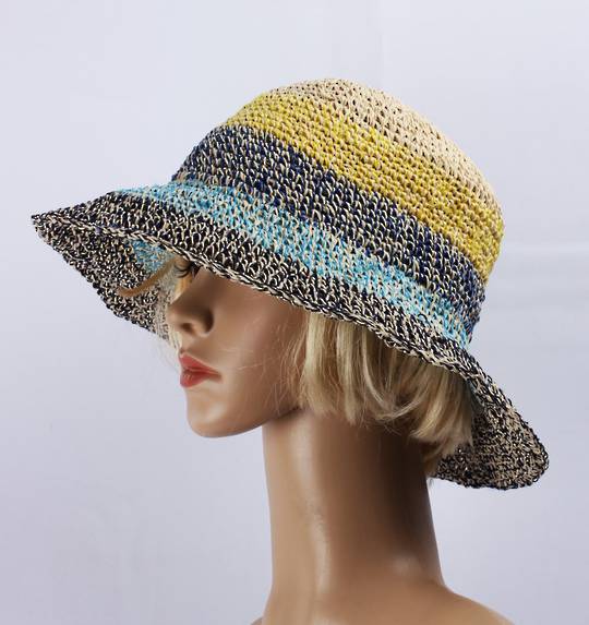 HEAD START woven striped Bretton hat yellow multi Style: HS/5131